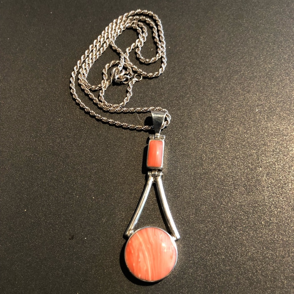 Vintage Sterling Rhodochrosite Necklace
